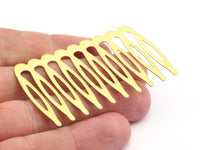 Brass Hair Comb, 5 Raw Brass 10 Teethed Hair Comb Hairpin Findings (59x36mm) Brs 496 A0599