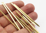 Brass Bar Charms, 12 Raw Brass Bars (60x2x1mm) A0868