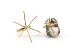 Claw Ring Settings - 5 Raw Brass 6 Claw Ring Blanks For Natural Stones N120 N0054