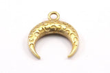 Brass Moon Charm, Raw Brass Textured Horn Charms, Pendant, Jewelry Finding (19x6x4mm) N0272