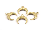 Brass Moon Charm, Raw Brass Textured Horn Charms, Pendant, Jewelry Finding (19x6x4mm) N0272