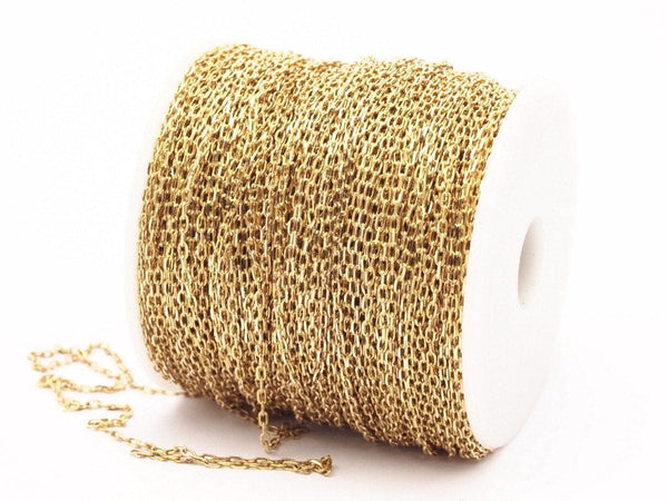 Raw Brass Chain, 10M Raw Brass Soldered Chain (1.5x3mm) bs 1069
