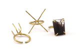 Claw Ring Blank - Raw Brass 4 Claw Ring Blanks For Natural Stones N0117