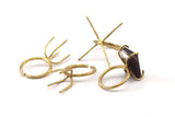 Claw Ring Blank - Raw Brass 4 Claw Ring Blanks For Natural Stones N0117