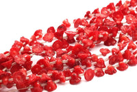 Kırmızı Mercan Değerli Taş Çiçek Boncukları 15,5 İnç Tam Tel (10x6mm) T087