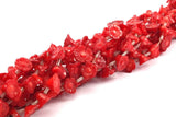 Kırmızı Mercan Değerli Taş Çiçek Boncukları 15,5 İnç Tam Tel (10x6mm) T087