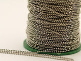 Silver Brass Chain, 20 Meters 66 Feet 1.5 Mm Silver Tone Brass Faceted Ball Chain - W71