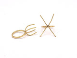 Claw Ring Blank - 10 Raw Brass 4 Claw Ring Blanks For Natural Stones N0046