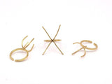 Claw Ring Blank - 10 Raw Brass 4 Claw Ring Blanks For Natural Stones N0046