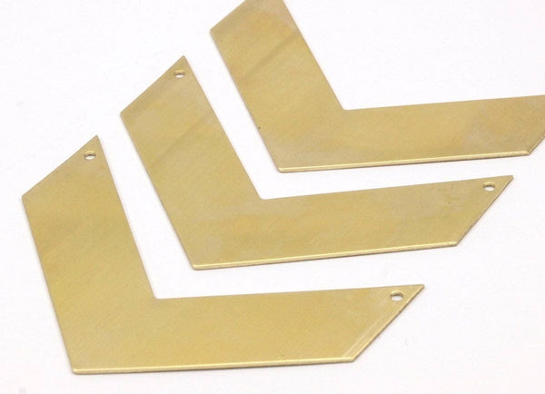 Chevron Necklace Charm, Raw Brass Chevron Charms With 2 Holes (70x20x0.80mm) A0825--n0647