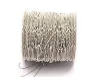 Silver Ball Chain, 5 M - 1mm Silver Tone Brass Faceted Ball Chain - W69 ( Z030 )