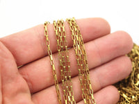 Link Chain, Rectangle Chain, 5 M. Rectangle Raw Brass Chain, Open Link (3.5x2mm) W117 Bs 1377