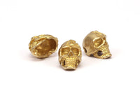 Brass Skull Head, Raw Brass Skull Head Bracelet Parts (19x11x12.5mm) N0426