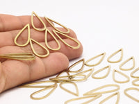 Drop Brass Charm, 12 Raw Brass Drop Connectors (26x11x1mm) D0409