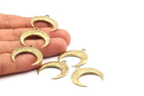 Brass Moon Charm, Raw Brass Textured Horn Charms, Pendant, Jewelry Finding (27x8x3.55mm) N0239