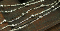 Silver Brass Bulk, 10 Meters - 33 Feet (2x1.5mm) Silver Tone Brass Soldered Chain With Ball C54 ( Z022 )