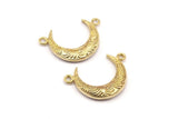 Brass Moon Charm, 3 Raw Brass Textured Horn Charms, Pendant, Jewelry Finding (19x6x4.40mm) N0201