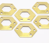 Brass Hexagon Charm, 12 Raw Brass Hexagons With 4 Holes (20x0.80mm) D0149
