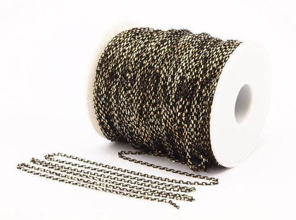 Cable Chain, Brass Chain, 10 M (2x3mm) Brass Tiny Faceted Soldered Flat Cable Chain - ( Z149)
