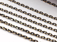 Cable Chain, Brass Chain, 10 M (2x3mm) Brass Tiny Faceted Soldered Flat Cable Chain - ( Z149)
