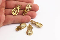 Brass Pineapple Pendant - Raw Brass Pineapples, Without Holes (30x13.4x6.3mm) N0243