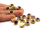 Ametist Swarovski Ayarı, Ham Pirinç Ayarlı 5 Ametist Swarovski Tılsımı, Kolye Uçları (12 mm) Y362-5 Y160