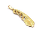 Brass Feather Pendant, Raw Brass Feather Charms, Feather Pendants (51x12x2.35mm) N0178