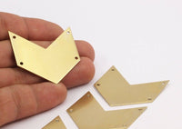 8 Raw Brass Chevron Blanks 4 Holes (40x25x0.80mm) A0870--n0616