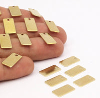 Brass Rectangle Bar, 50 Raw Brass Rectangle Stamping Blank, Necklace Pendants (15x8x0.80mm) A0806