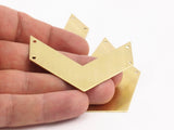 Brass Chevron Charm, Raw Brass Chevrons 4 Holes (60x20x0.80mm) n0623