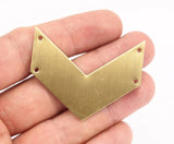 Arrow Head Necklace, Raw Brass Chevrons With 4 Holes (50x20x0.80mm) N0627