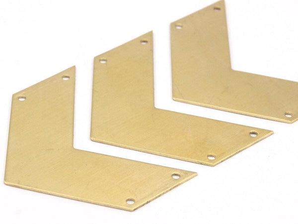 Arrow Head Necklace, Raw Brass Chevrons With 4 Holes (50x20x0.80mm) N0627