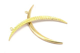 Crescent Necklace Finding, Raw Brass Textured Wide Crescent Moon Necklace Pendants, Charms (68x4.8x2.7mm) N0172