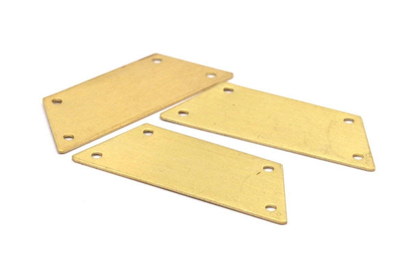 Diy Brass Bracelet, 5 Raw Brass Trapezoid Bracelet Blanks With 4 Holes (15x40x0.60mm) Y183