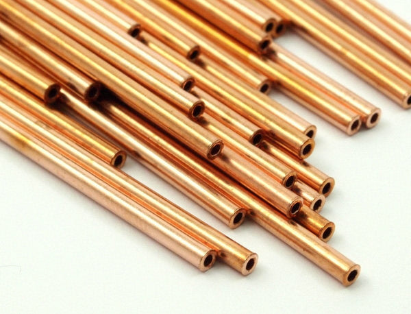 Copper Tube Beads - 50 Raw Copper Tube Beads (2x45mm) A0665