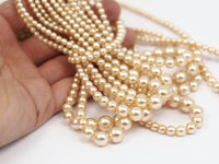 Vintage Glass Pearl Beads, 4 To 10mm 17 Inch. 1 Strand M04 T003