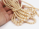 Vintage Glass Pearl Beads, 4 To 10mm 17 Inch. 1 Strand M04 T003