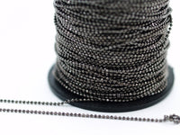 Gunmetal Chain, 5 Meters 16.5 Feet (1.5mm) Gunmetal Brass Faceted Ball Chain - W74 ( Z035 )