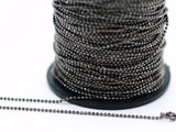 Gunmetal Chain, 5 Meters 16.5 Feet (1.5mm) Gunmetal Brass Faceted Ball Chain - W74 ( Z035 )