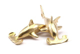Hammer Fish Pendant, Raw Brass Hammer Fish Charm (51x21mm) N0152