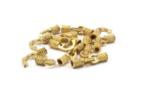 Leather Hook Caps, Raw Brass Leather Cord Ends, Hook Ends For 3mm Leather Cord (16x13x5.5mm) N0308