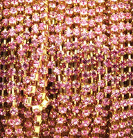 Crystal Rhinestone Chain, 3 Feet (3mm) Fuchsia Crystal Rhinestone Chain With Brass Frame Rh218 Z137