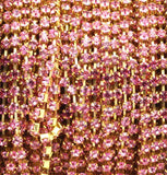 Crystal Rhinestone Chain, 3 Feet (3mm) Fuchsia Crystal Rhinestone Chain With Brass Frame Rh218 Z137