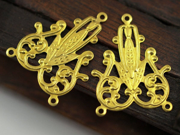 Brass Earring Finding, 20 Raw Brass Earring Findings With 2 Loops (30x23mm) Brs 475 A0606