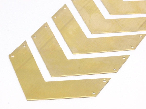 Chevron Necklace Finding, Raw Brass Chevrons With 4 Holes (70x20x0.80mm) A0829--n0648