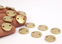 Brass Circle Charm, 6 Raw Brass Circle Button Blanks (18x3mm) Y211