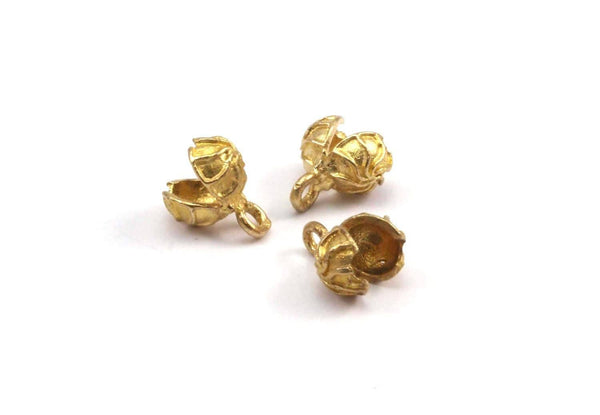 Textured Cord End, 10 Raw Brass End Caps For Lether Cord Cotton Ends (6mm) N0374