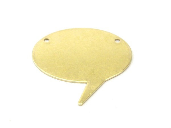 Brass Speech Bubble, 5 Raw Brass Speech Bubble Blanks (37x37x0.80mm) D0311--c095
