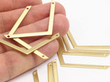 Brass Chevron Charm, Raw Brass Chevrons With 2 Holes (50x3x0.80mm) N0635