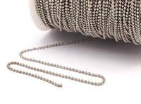 Tiny Silver Chain, 10 Meters - 33 Feet (1.5mm) Silver Tone Brass Faceted Ball Chain - W71